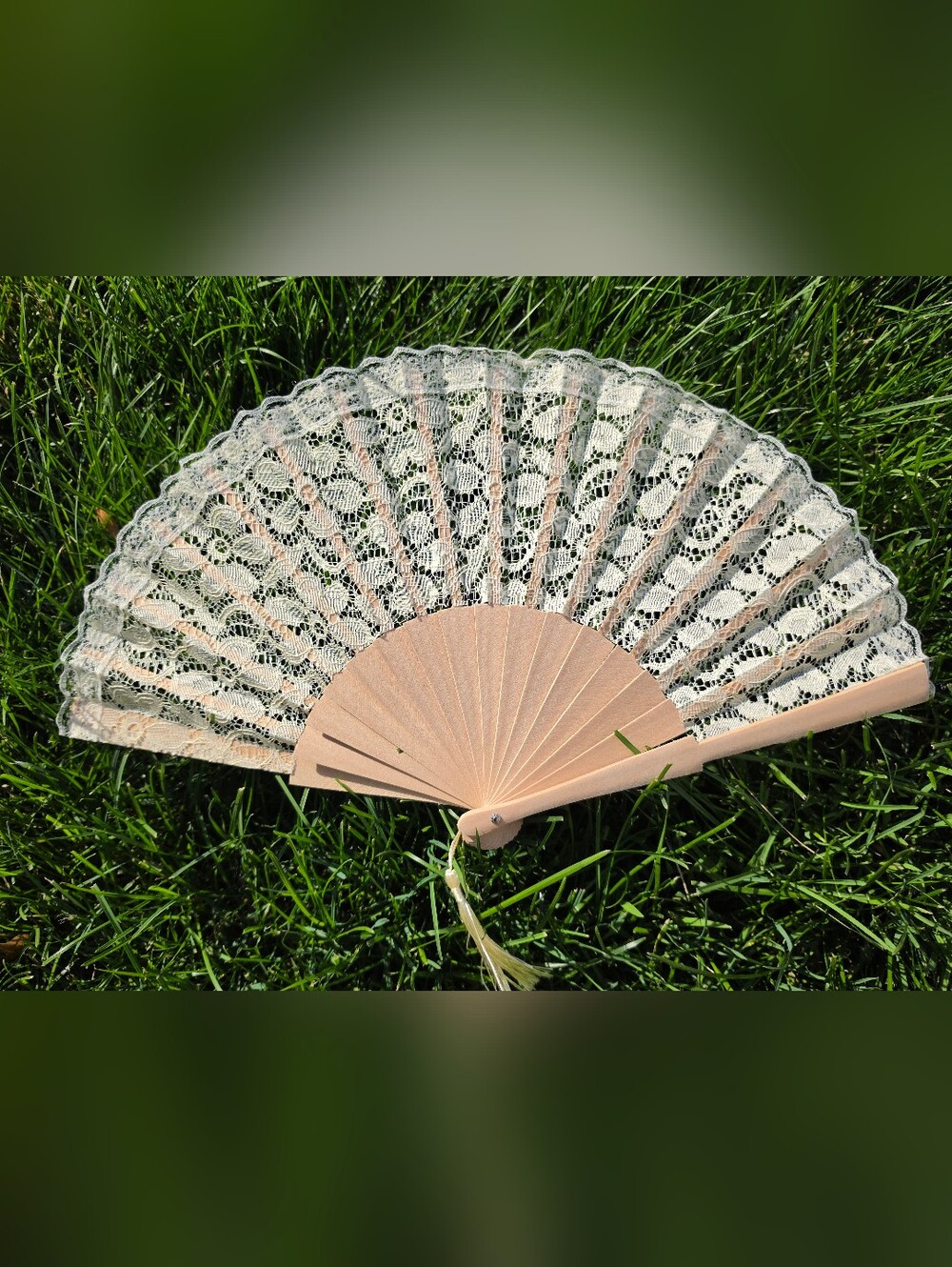 Ivory Beige Lace Fans for Wedding Ceremony